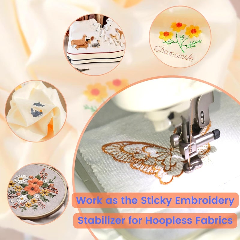 craftido 8.5"x11" 6PCS Sticky Water Soluble Embroidery Stabilizer Printable Dissolving Paper Medium Weight Allowed for Print or Draw Patterns Best for Hand & Machine Embroidery - Image 5